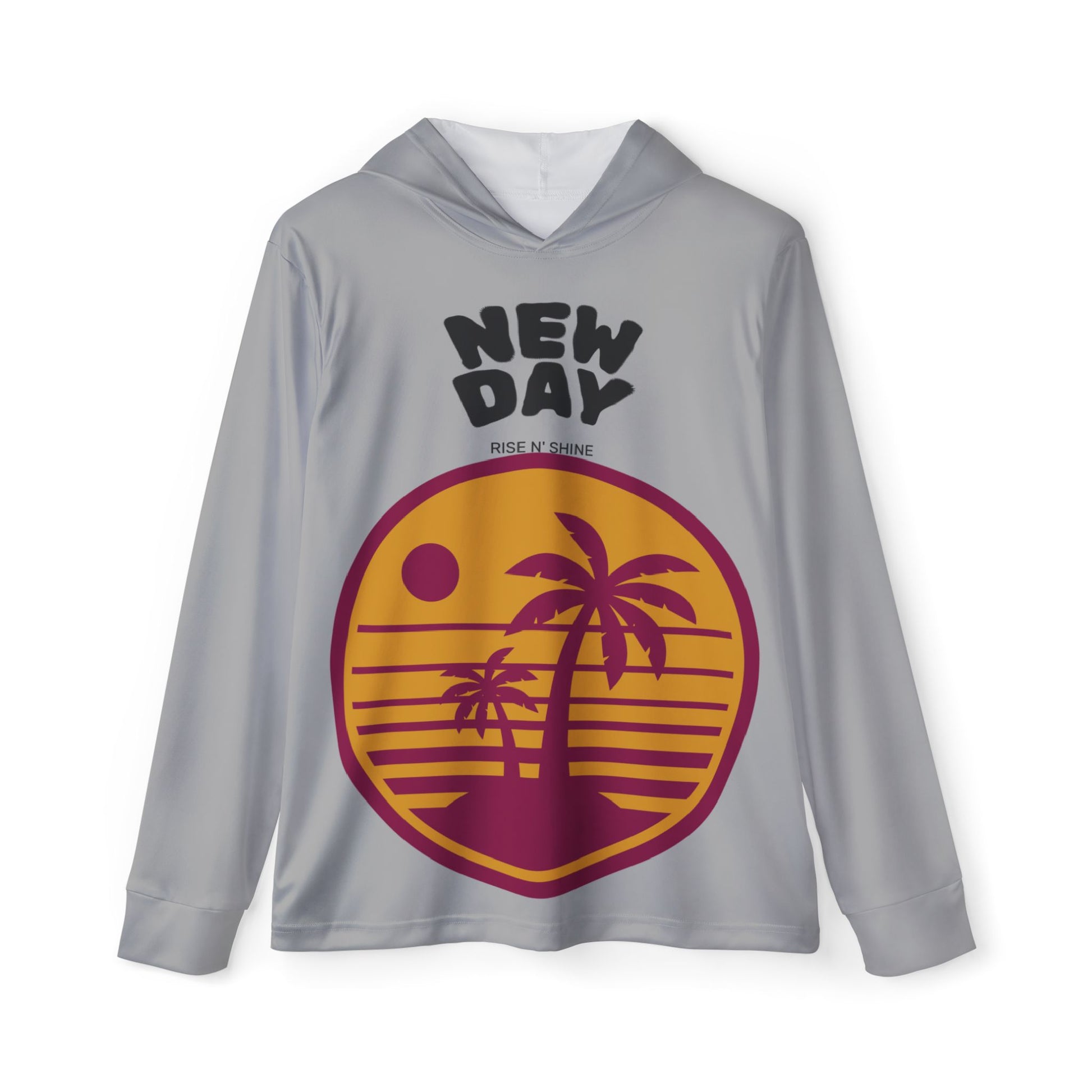 Men's Sports Warmup Hoodie - New Day Rise & Shine with Mountain and Palm Tree Design
