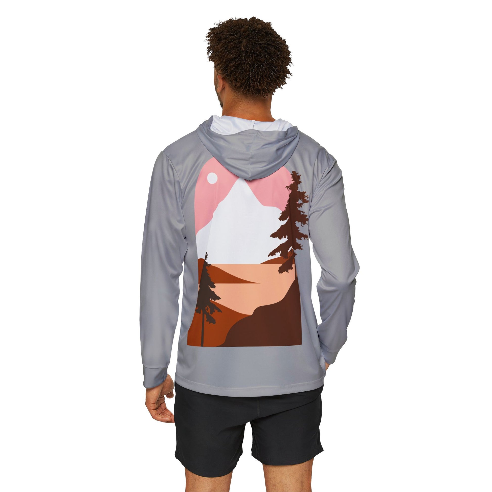 Men's Sports Warmup Hoodie - New Day Rise & Shine with Mountain and Palm Tree Design